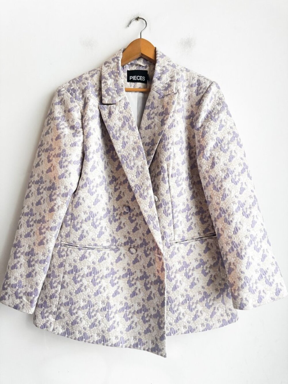 Pieces Oversized Blazer in Lilac Jacquard M
